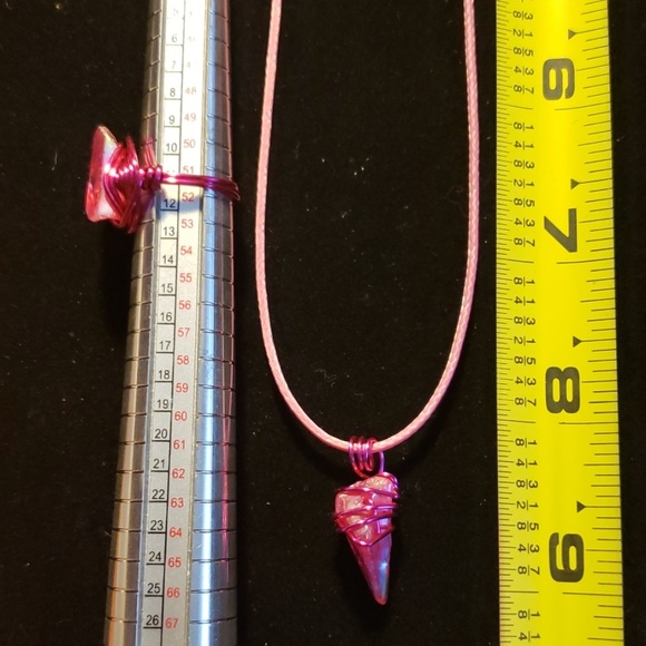 Hot Magenta Crystal Necklace & Ring set - Picture 6 of 8